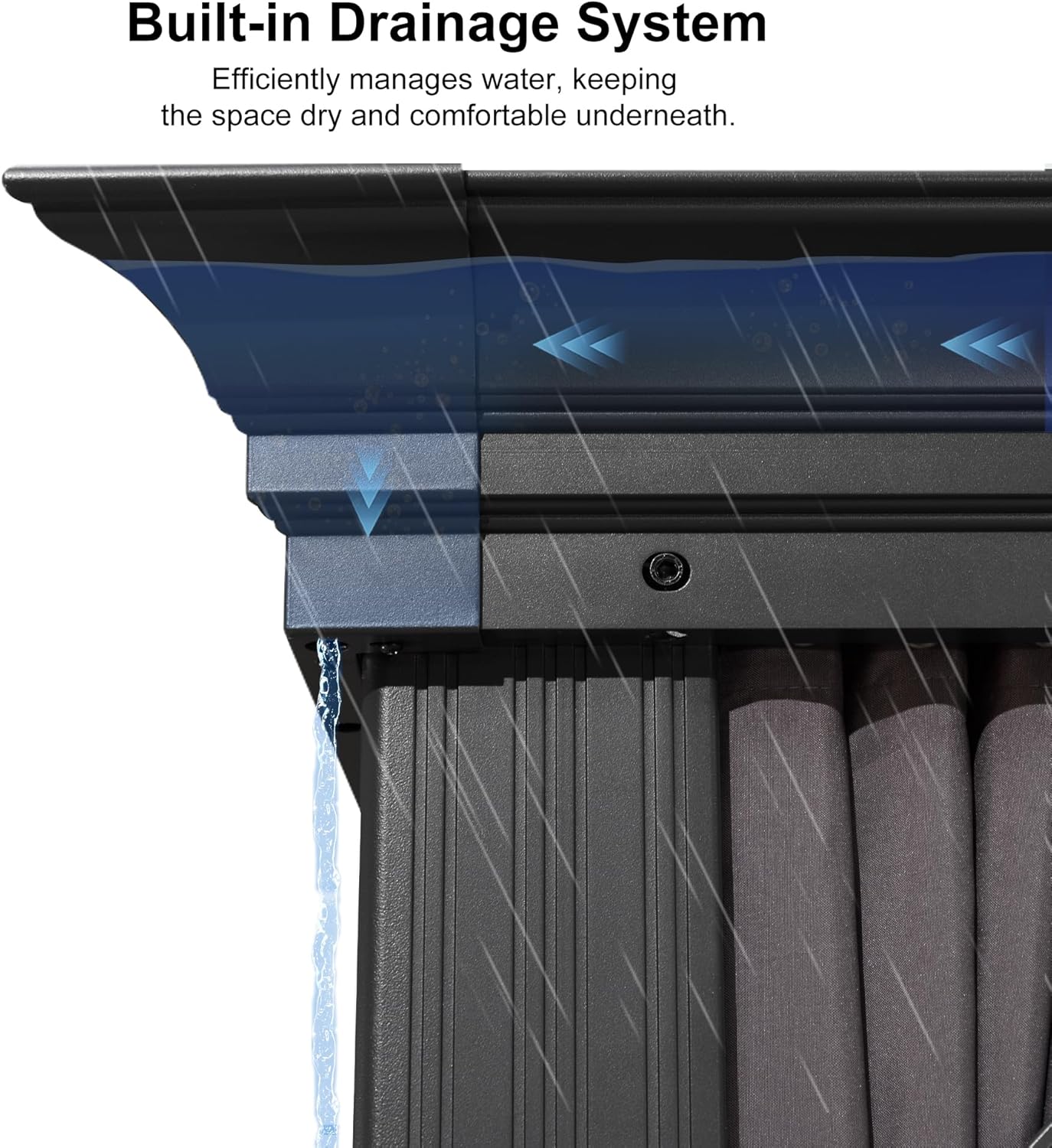Gazebo 10′ X 14′ Built-in Drainage System, Gray | 4.7″ Thick Post, Built in Drainage, Windproof Cool Breeze, Snowproof & Rustproof, 260 GSM Textilene Netting, Fit Any Yard