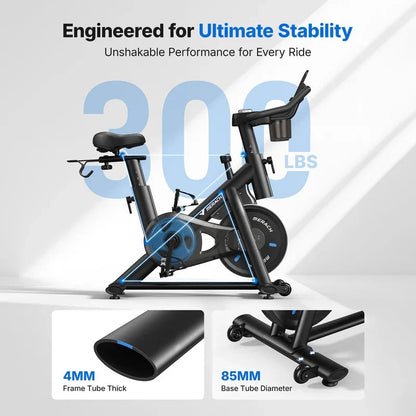 MERACH S26 Magnetic Exercise Home Stationary Bike with Free App Quiet Indoor Cycling Bike with 300lbs Weight Capacity Dumbbell Rack