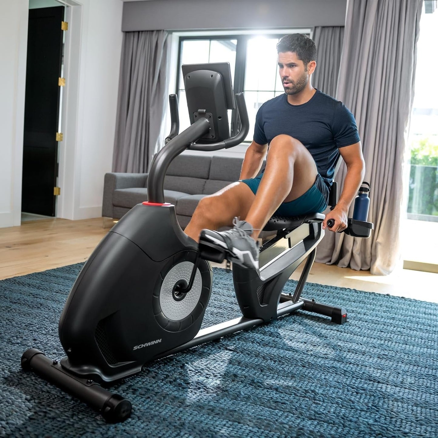 Schwinn 230 Recumbent Exercise Bike with Explore the World and Zwift Compatibility