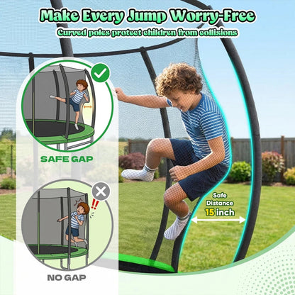 Outdoor Trampoline,Fashionsport Outfitters 8FT/12FT/14FT/16FT Round Jumping Trampoline with Ladder,Sprinkler,Basketball Hoop Board,Recreational Backyard Trampolines Anti-Rust for Kids Gift