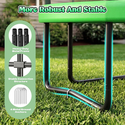 Outdoor Trampoline,Fashionsport Outfitters 8FT/12FT/14FT/16FT Round Jumping Trampoline with Ladder,Sprinkler,Basketball Hoop Board,Recreational Backyard Trampolines Anti-Rust for Kids Gift