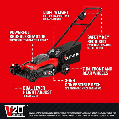 CRAFTSMAN V20 Lawn Mower, Push Mower