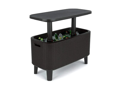 Keter Bevy Bar 2-in-1 Pop-Up Outdoor Cocktail Table & 15.85 Gallon Cooler, Anthracite Grey
