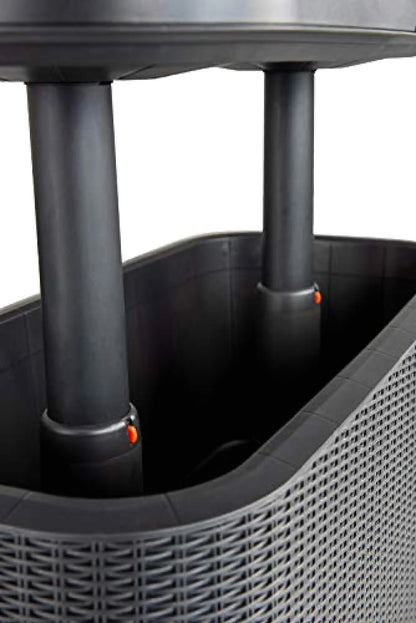 Keter Bevy Bar 2-in-1 Pop-Up Outdoor Cocktail Table & 15.85 Gallon Cooler, Anthracite Grey