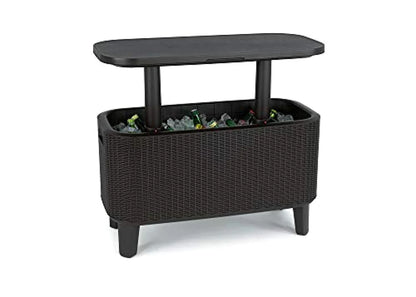 Keter Bevy Bar 2-in-1 Pop-Up Outdoor Cocktail Table & 15.85 Gallon Cooler, Anthracite Grey