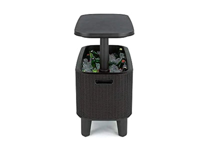 Keter Bevy Bar 2-in-1 Pop-Up Outdoor Cocktail Table & 15.85 Gallon Cooler, Anthracite Grey