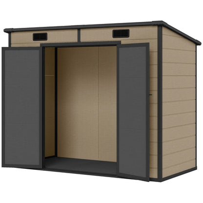 Outsunny 8’×4′ Outdoor Storage Shed Light Brown Resin