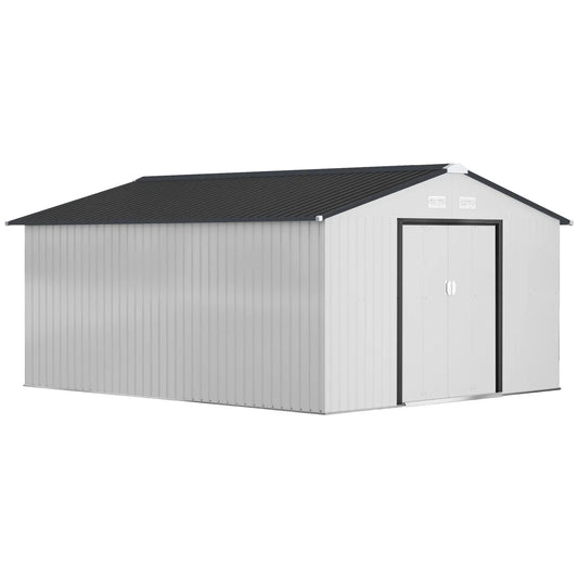 Outsunny Outdoor Storage Shed White 11’×13′ Galvanized Steel