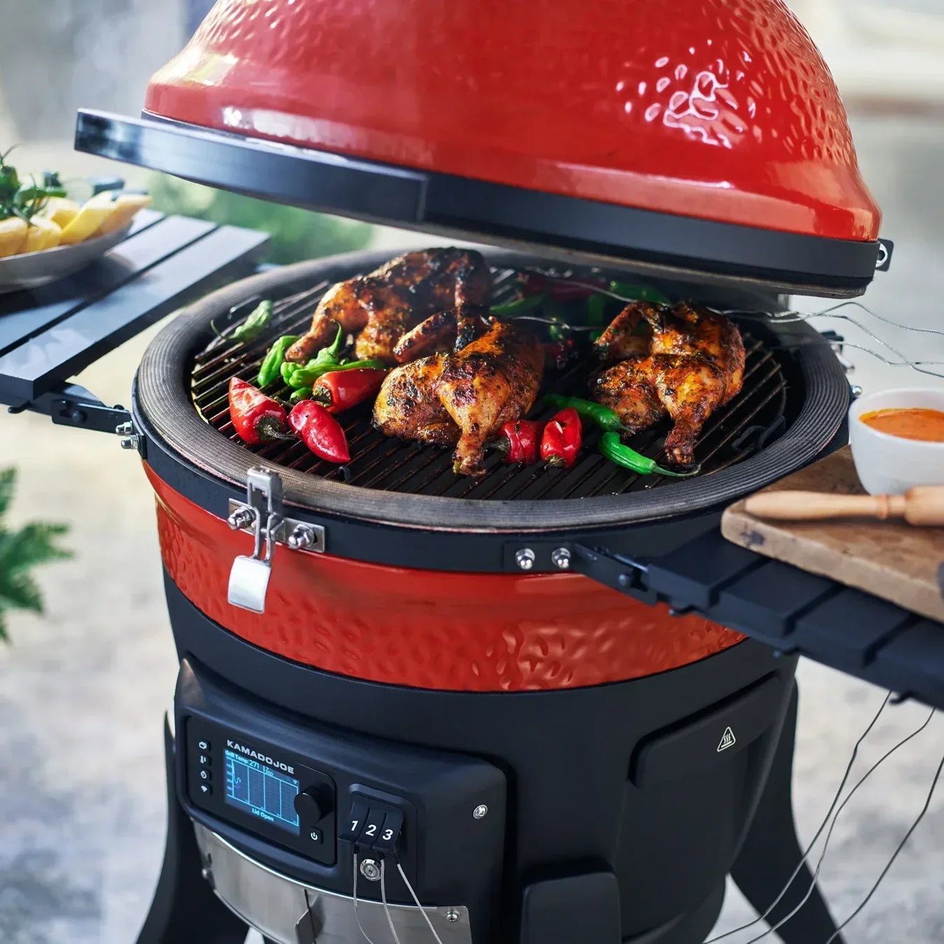 Kamado Joe Konnected Joe 18-Inch Digital Charcoal Grill and Smoker with Cart - Image 12