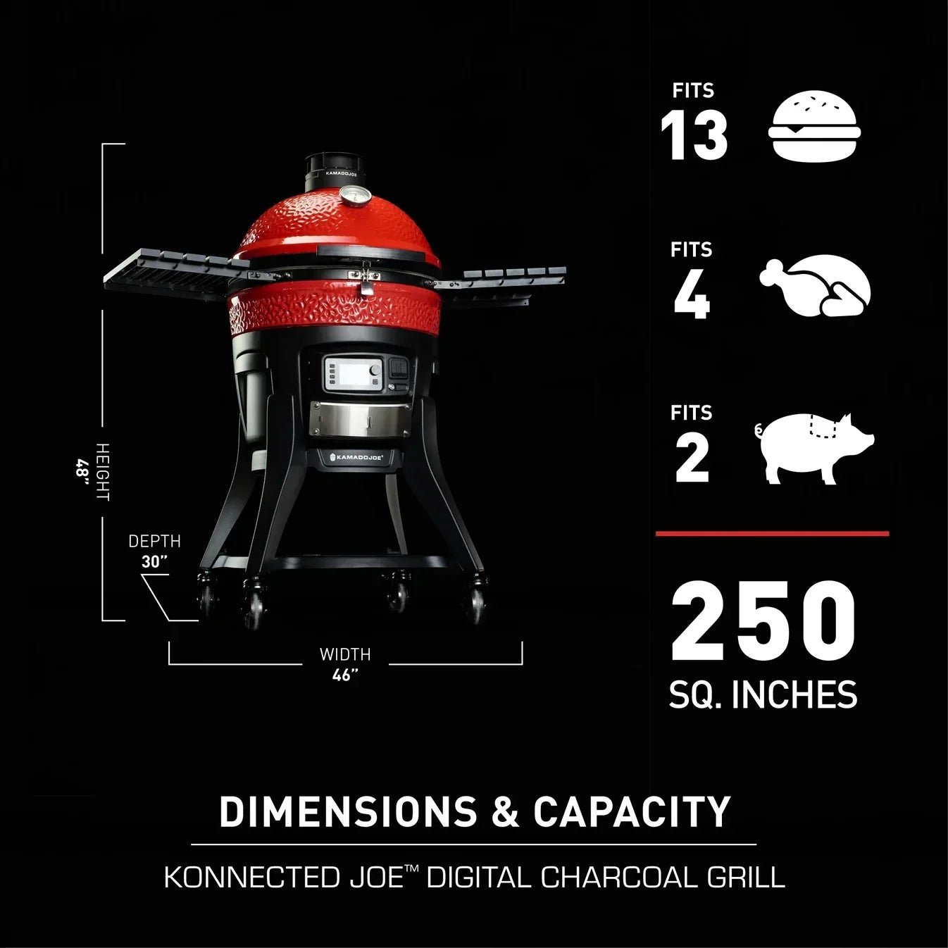 Kamado Joe Konnected Joe 18-Inch Digital Charcoal Grill and Smoker with Cart - Image 15