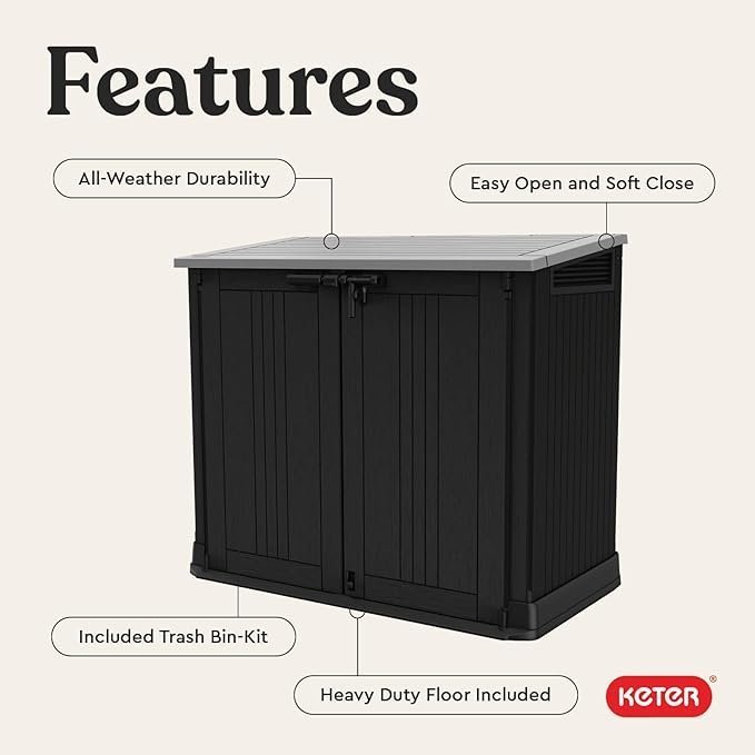 Keter Store-It-Out Prime 4.3 x 3.7 ft. Outdoor Resin Storage Shed with Easy Lift Hinges, Perfect for Yard Tools, Pool Floats and Garden Accessories, Black - Image 4