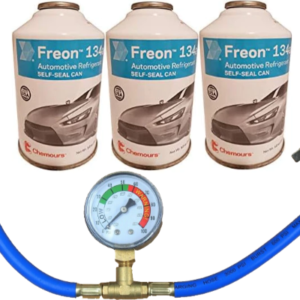 Chemours R-134a Refrigerant – 3-Pack (12oz Self-Sealing Cans), MVAC