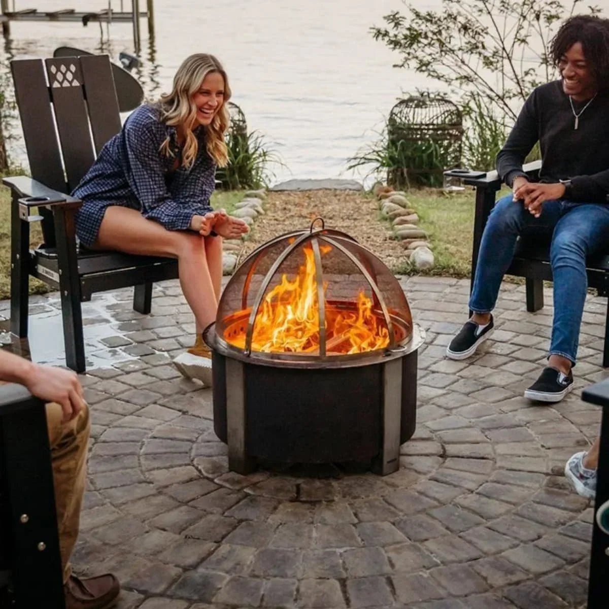 X Series 28 Inch Round Cortens Steels Wood-Burning Fire Pit in Stainless Steel by Breeo - Image 4