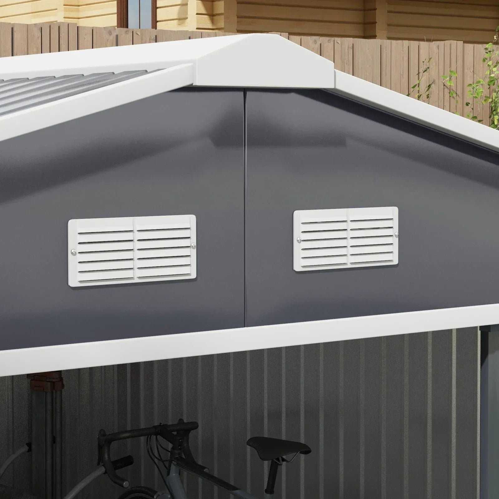 Outsunny Outdoor Storage Shed Dark Gray 11’×13′ Galvanized Steel - Image 10
