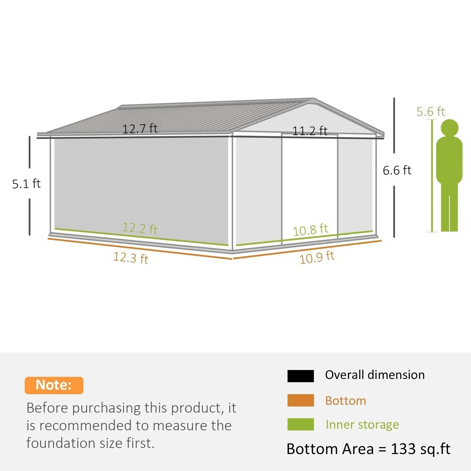 Outsunny Outdoor Storage Shed White 11’×13′ Galvanized Steel - Image 4
