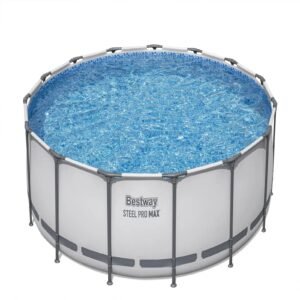 Bestway Steel Pro MAX 10 Foot x 30 Inch Round Metal Frame Above Ground Outdoor Backyard Swimming Pool Set with 330 GPH Filter Pumps